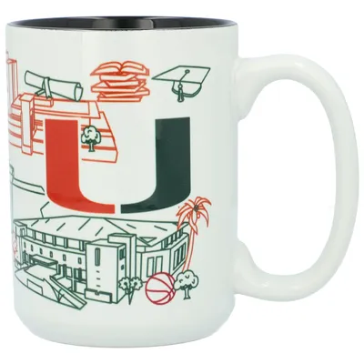 Hurricanes de Miami 15 oz. Tasse d'art de ligne de campus