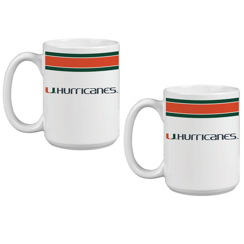 Lot de deux tasses à café classiques Miami Hurricanes de 15 oz