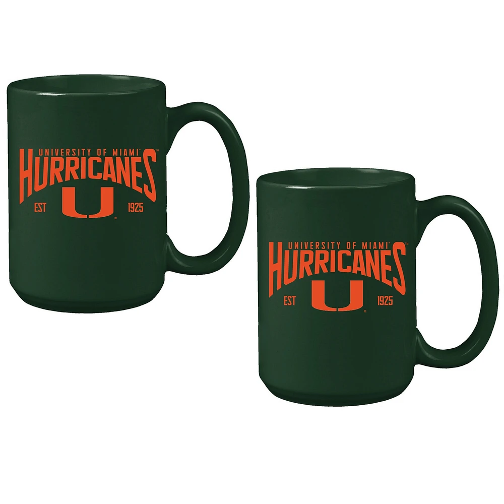 Ensemble de deux tasses en céramique de 15 oz des Hurricanes de Miami