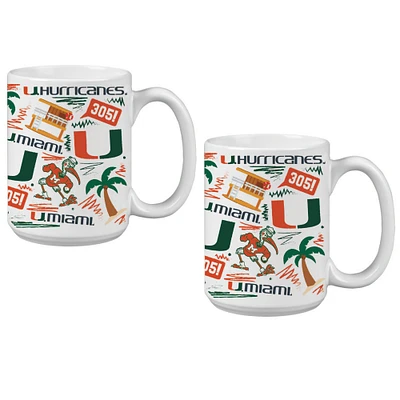 Lot de deux tasses à café locales de 15 oz des Hurricanes de Miami