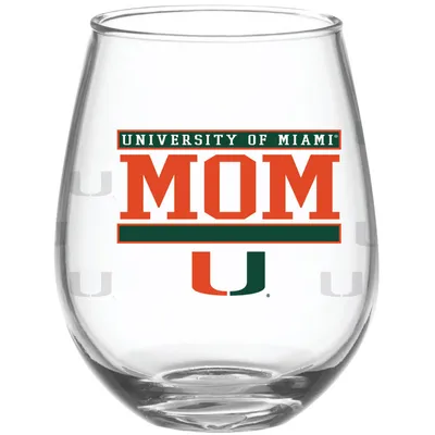 Miami Hurricanes 15oz. Mom Stemless Wine Glass