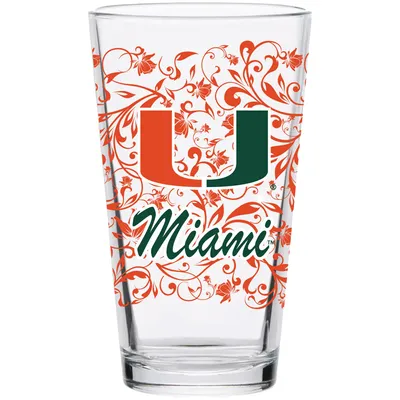 Miami Hurricanes 16oz. Floral Pint Glass