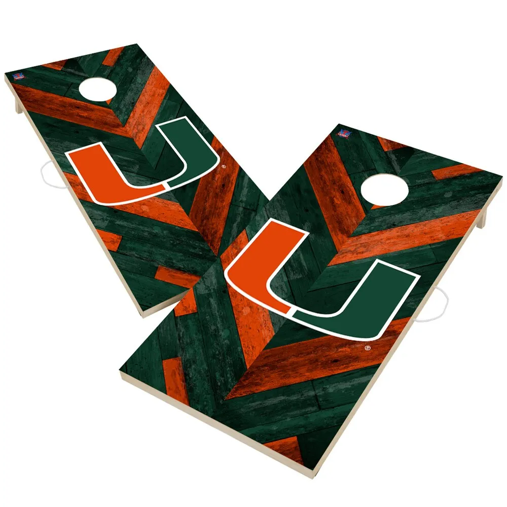 Lids Miami Hurricanes 2' x 4' Herringbone Design Cornhole Set