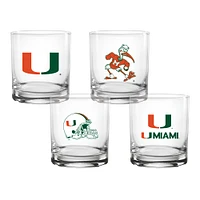 Lot de 4 verres à whisky de collection Miami Hurricanes de 14 oz