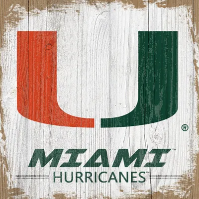 Miami Hurricanes 6'' x 6'' Team Logo Block