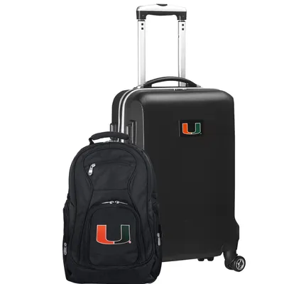 Miami Hurricanes Deluxe 2-Piece Backpack and Carry-On Set