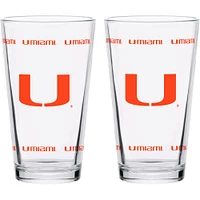 Miami Hurricanes Two-Pack Knockout 16oz. Pint Glass Set