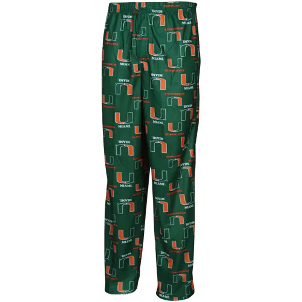 Miami Hurricanes Youth Green Team Logo Flannel Pajama Pants