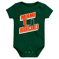 Newborn Green Miami Hurricanes Sunday Comics 3-Pack Bodysuit Set