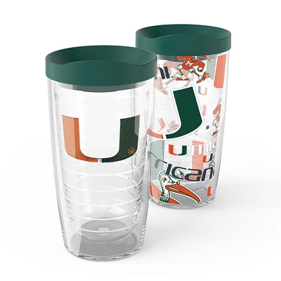 Tervis Miami Hurricanes, paquet de 2, 16 oz. Ensemble de gobelets concurrents et emblèmes