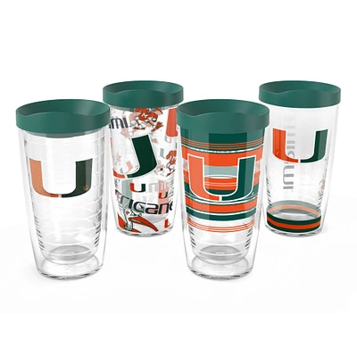 Tervis Miami Hurricanes paquet de quatre 16oz. Ensemble de gobelets classiques