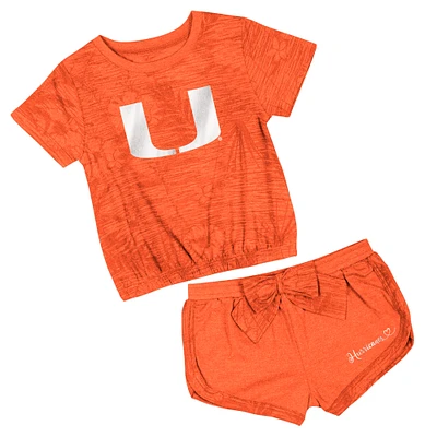 Toddler Colosseum  Orange Miami Hurricanes Fern T-Shirt and Shorts Set