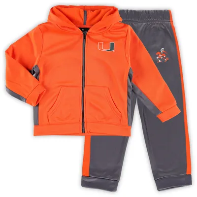 Miami Hurricanes Colosseum Toddler Shark Full-Zip Hoodie Jacket & Pants Set - Orange/Gray