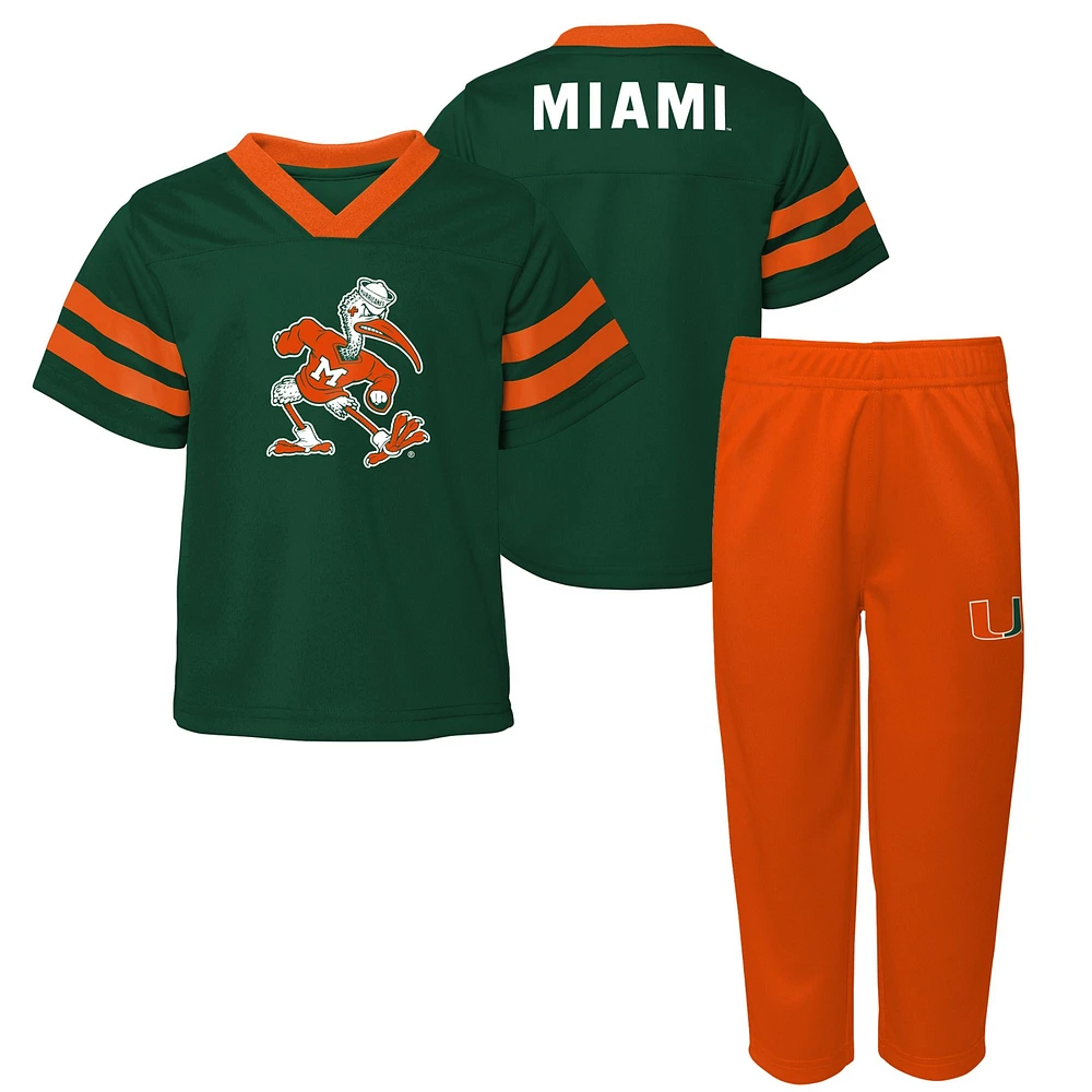 Ensemble deux pièces maillot et pantalon Red Zone Miami Hurricanes vert pour tout-petit