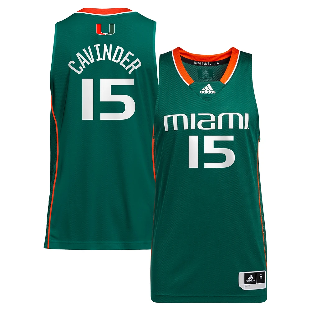 Maillot de basket-ball unisexe adidas Hanna Cavinder vert Miami Hurricanes NIL pour femme