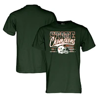 T-shirt unisexe bleu 84 vert Miami Hurricanes 2024 State Champions Score