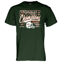 T-shirt unisexe bleu 84 vert Miami Hurricanes 2024 State Champions Score