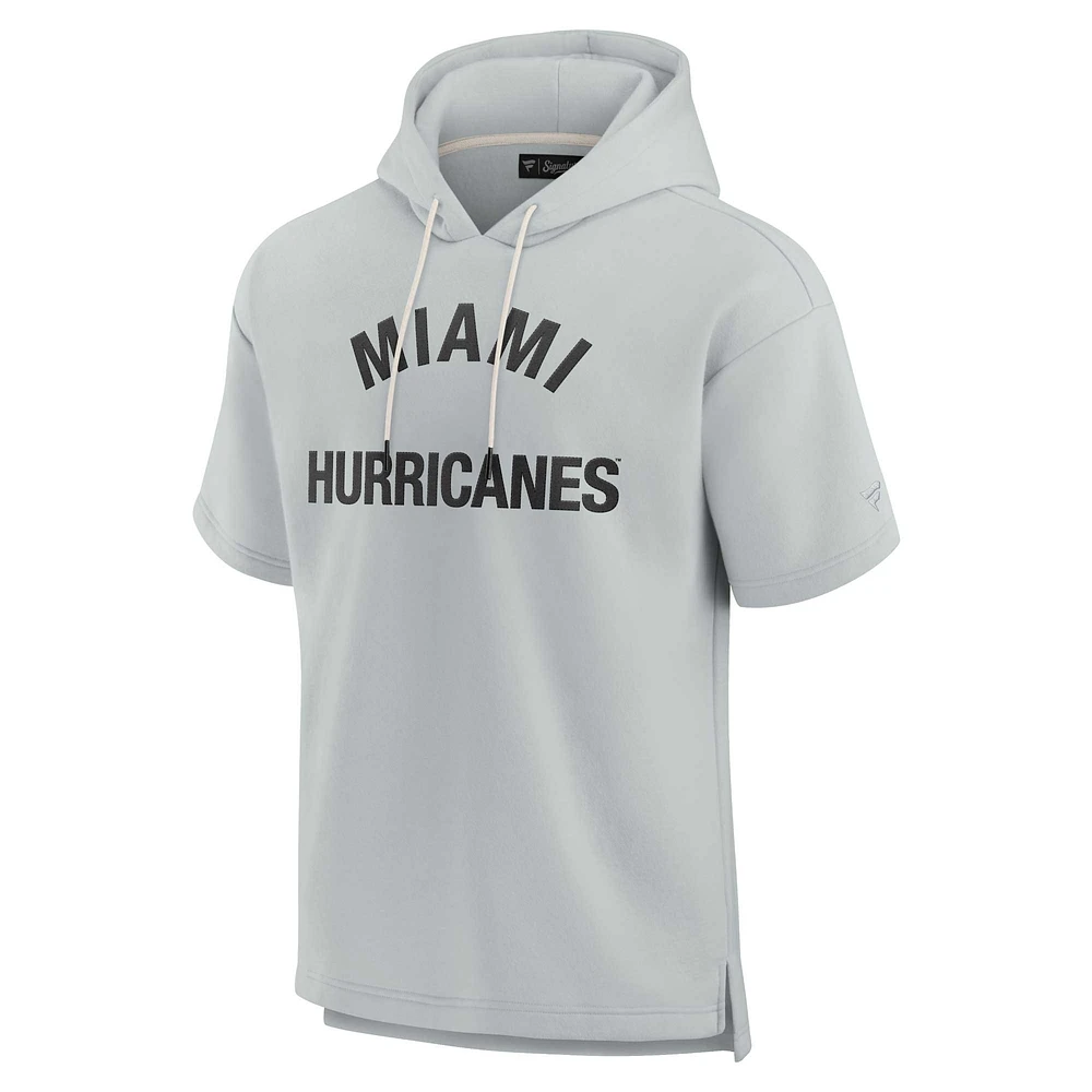 Sweat à capuche unisexe Fanatics gris Miami Hurricanes Elements en polaire super douce manches courtes