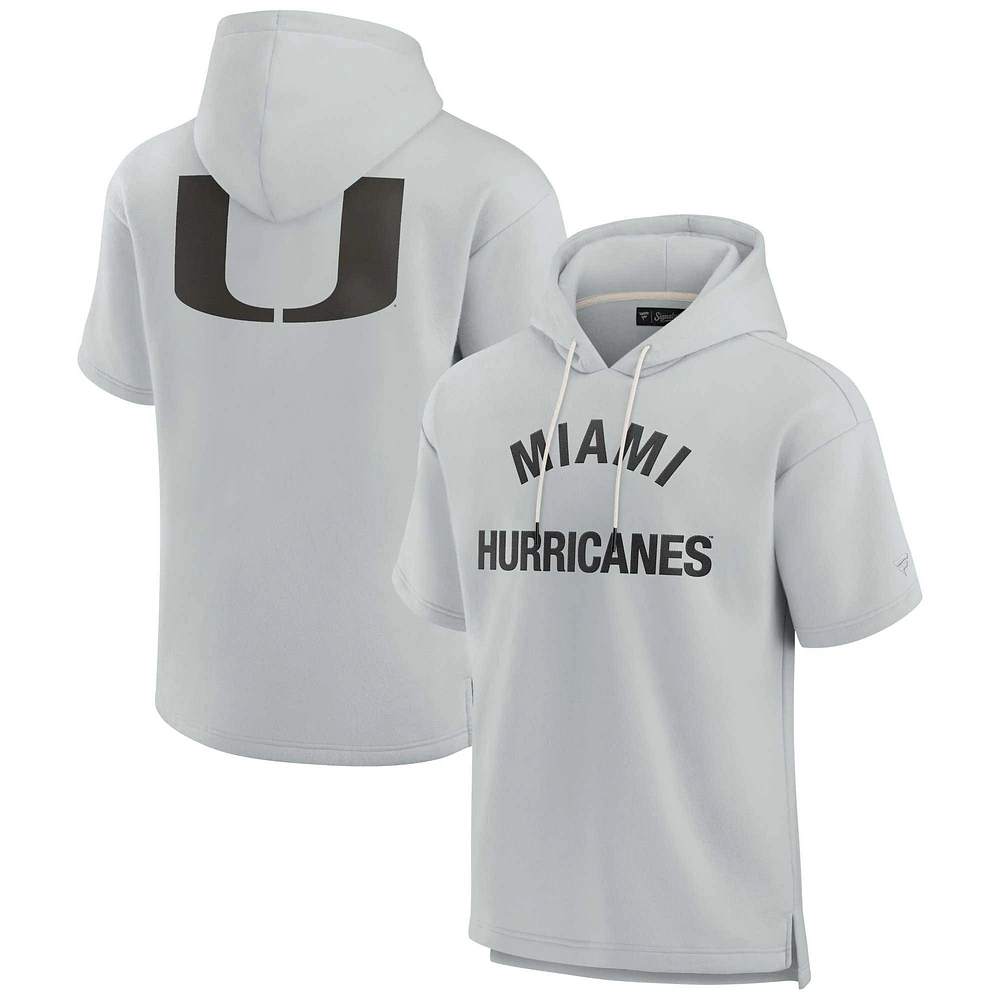 Sweat à capuche unisexe Fanatics gris Miami Hurricanes Elements en polaire super douce manches courtes