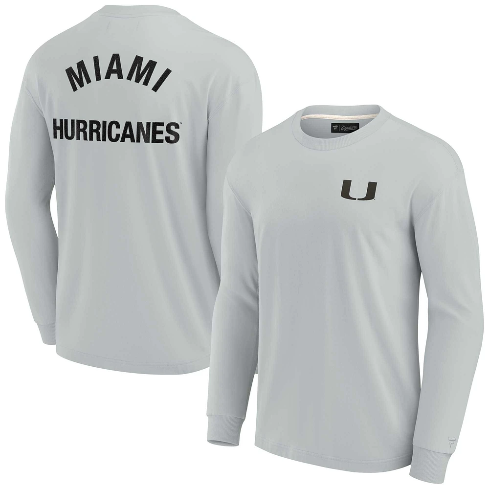 T-shirt unisexe Fanatics gris Miami Hurricanes Elements super doux à manches longues