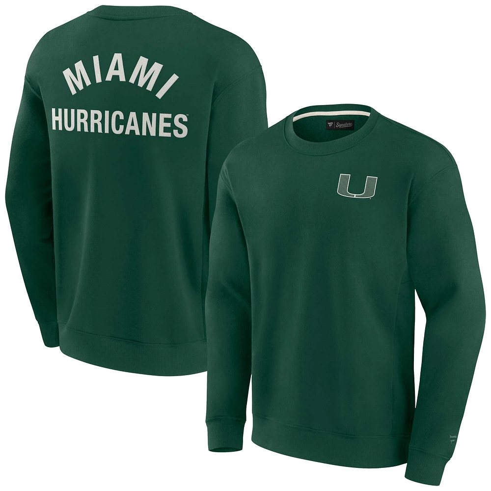 Unisex Fanatics Green Miami Hurricanes Super Soft Pullover Crew Sweatshirt