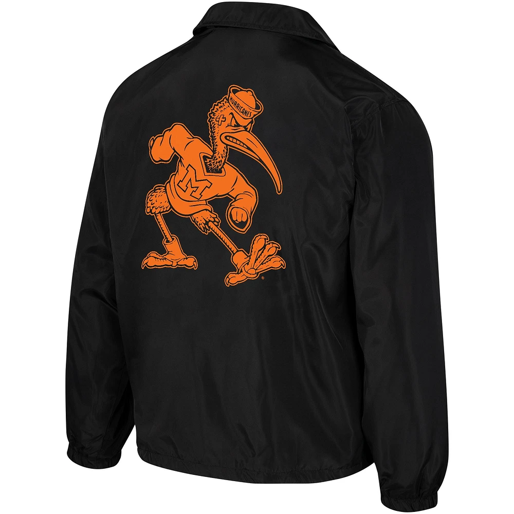 Unisex The Wild Collective Black Miami Hurricanes Coaches Full-Snap Jacket