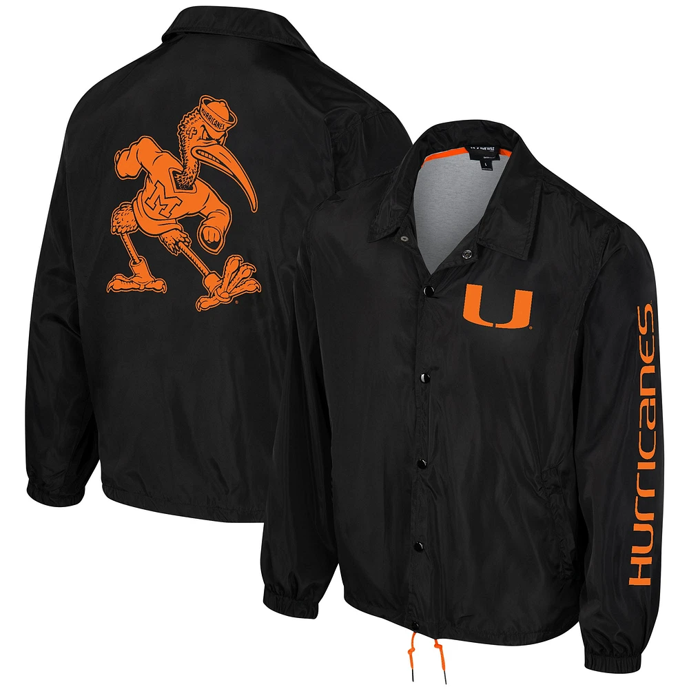 Unisex The Wild Collective Black Miami Hurricanes Coaches Full-Snap Jacket