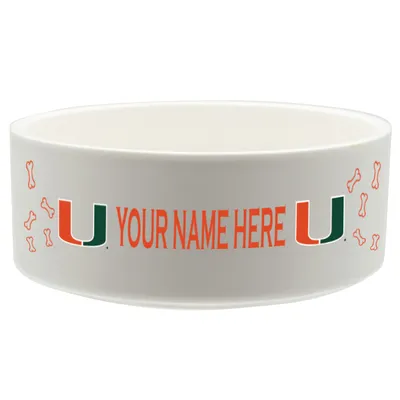 Miami Hurricanes 20oz. Personalized Pet Bowl - White