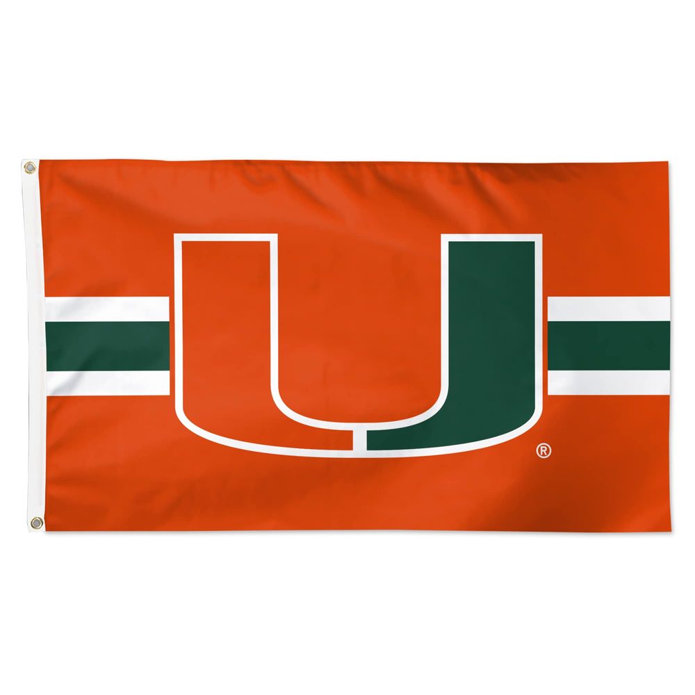 WinCraft Miami Hurricanes 3' x 5' Horizontal Stripe Deluxe Single-Sided Flag