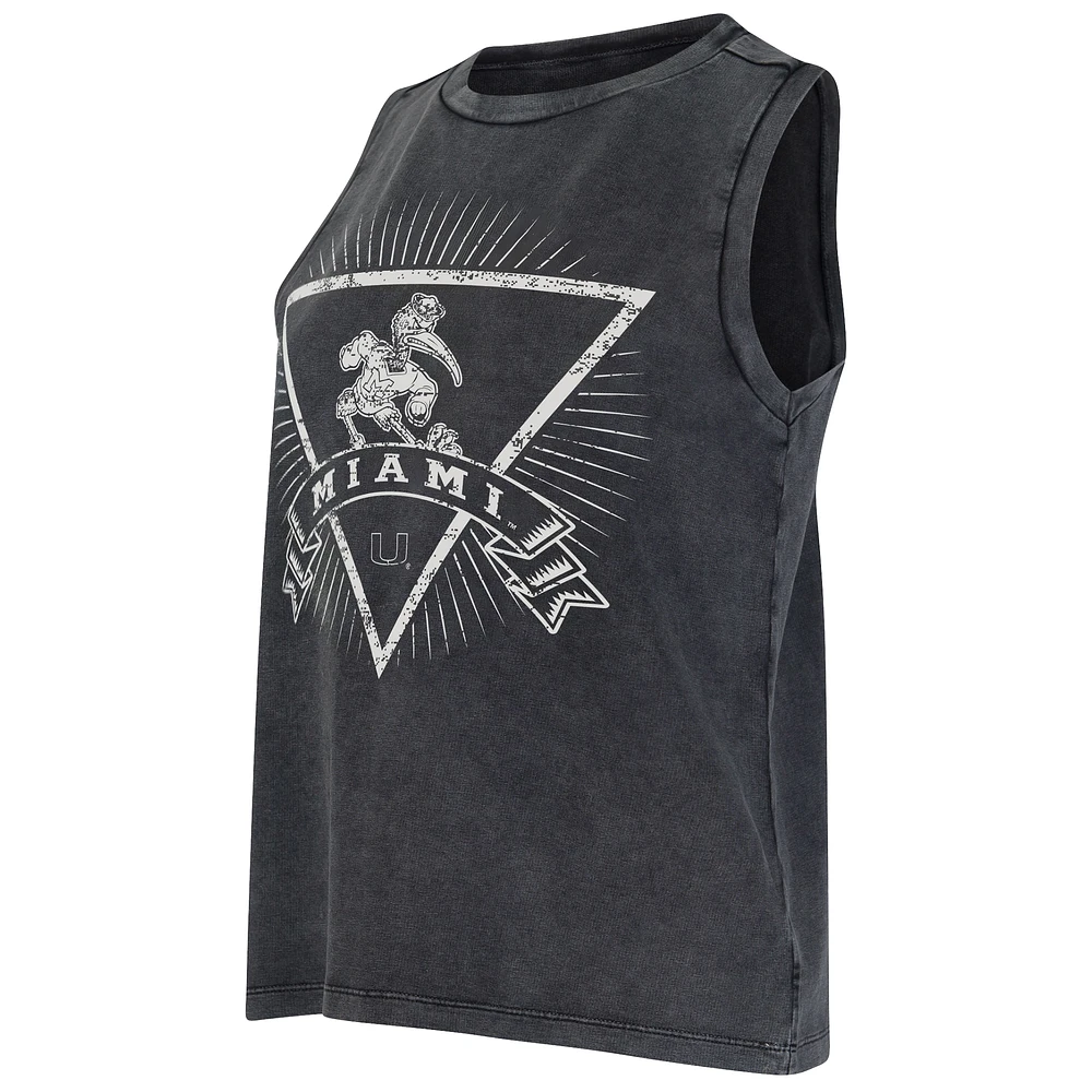 Women's Concepts Sport  Charcoal Miami Hurricanes Distressed Market French Terry Tank Top