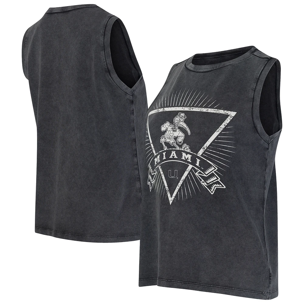 Women's Concepts Sport Charcoal Miami Hurricanes Distressed Market French Terry Tank Top
