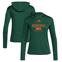 T-shirt à capuche manches longues adidas vert Miami Hurricanes pour femme