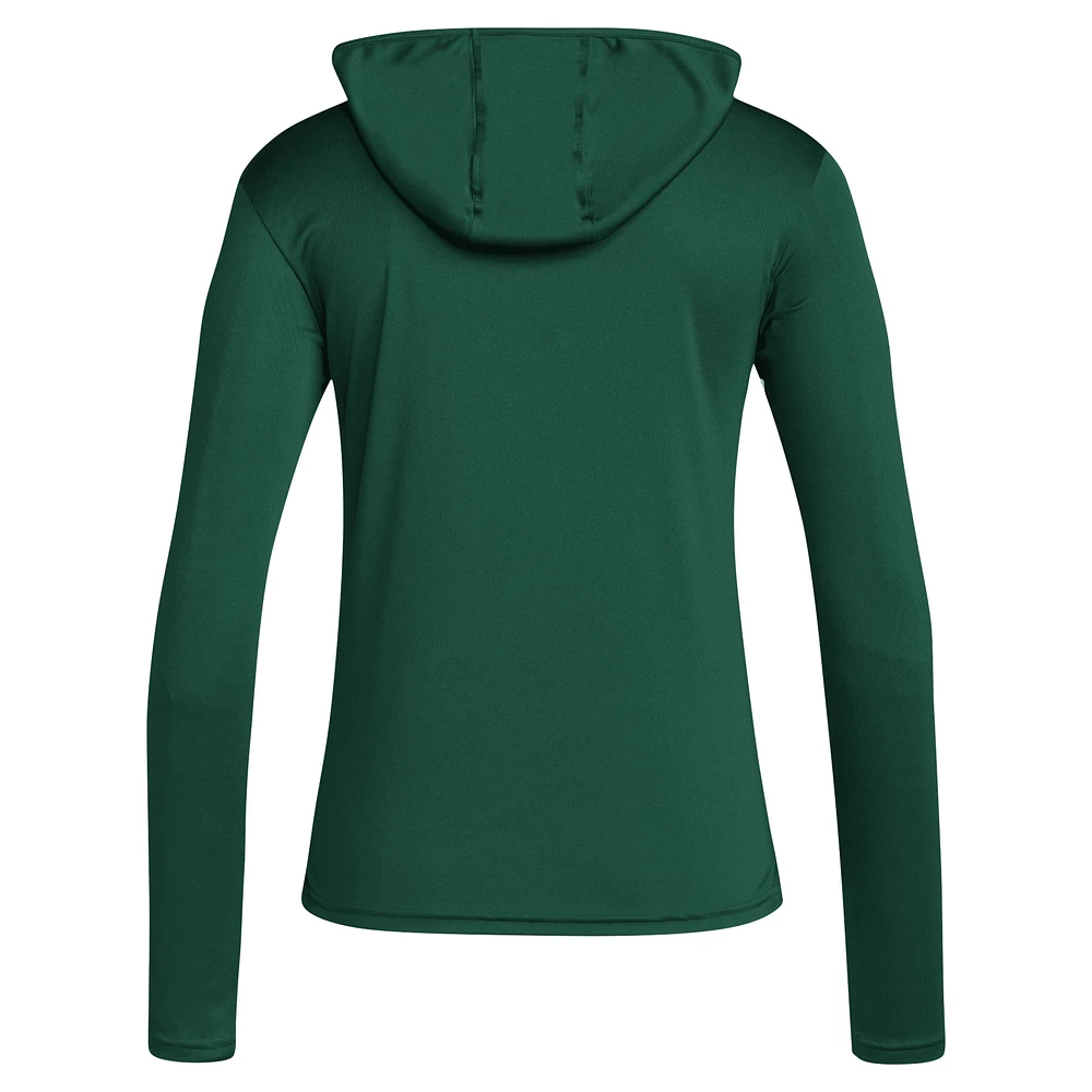 Women's adidas Green Miami Hurricanes Long Sleeve Hoodie T-Shirt