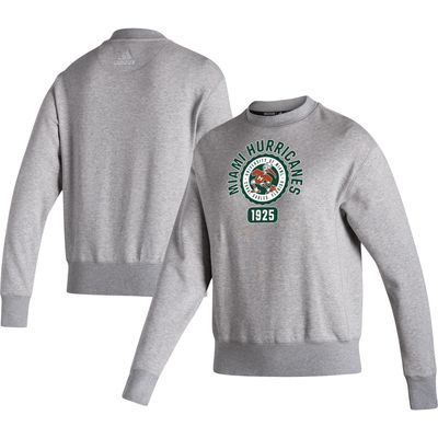 Women's adidas Heathered Gray Miami Hurricanes Vintage Circle Pullover Sweatshirt