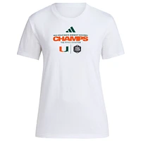 Women's adidas White Miami Hurricanes 2023 NCAA Men's Basketball Tournament March Madness Final Four Regional Champions Fresh T-Shirt