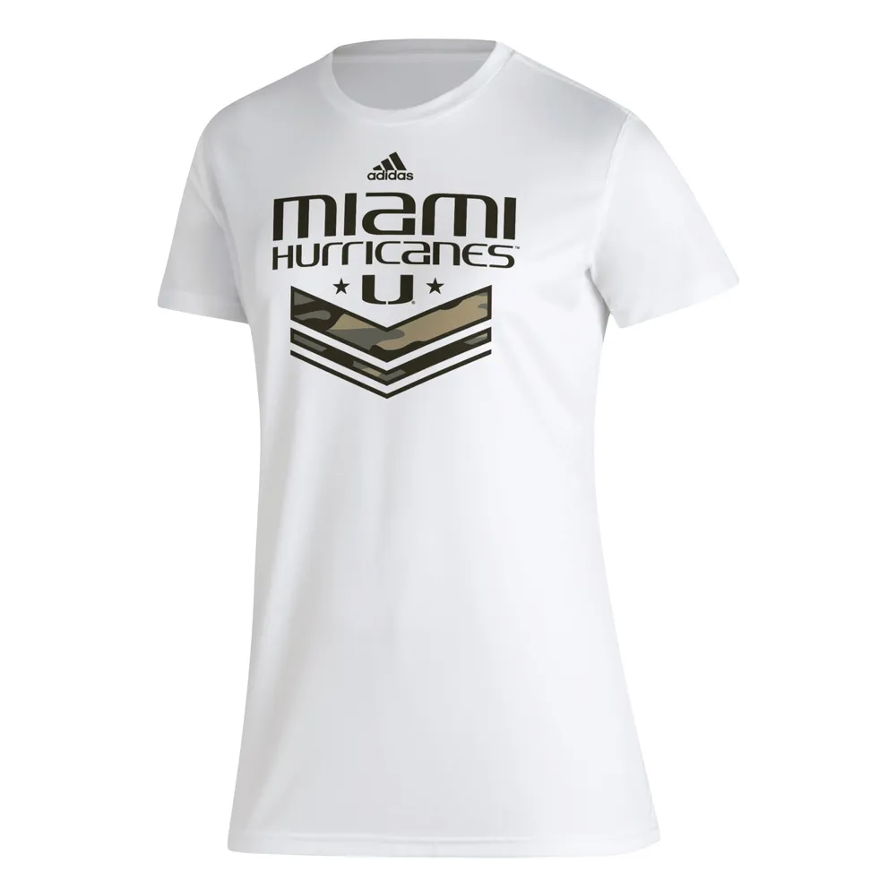 T-shirt adidas Miami Hurricanes Military Appreciation AEROREADY pour femme, blanc