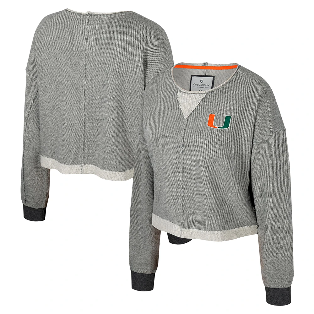 Sweat-shirt court à encolure dégagée Magnum pour femme Colosseum Charcoal Miami Hurricanes