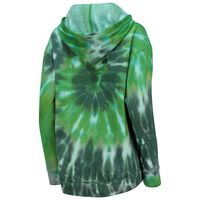 Women's Colosseum Green Miami Hurricanes Slow Ride Spiral Tie-Dye Oversized Pullover Hoodie