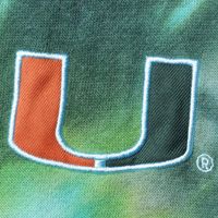 Women's Colosseum Green Miami Hurricanes Slow Ride Spiral Tie-Dye Oversized Pullover Hoodie