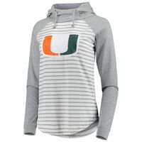 Women's Colosseum Heathered Gray/White Miami Hurricanes Gloria Raglan Long Sleeve Hoodie T-Shirt