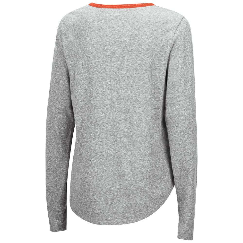 Women's Colosseum Heathered Gray Miami Hurricanes Sundial Tri-Blend Long Sleeve Lace-Up T-Shirt