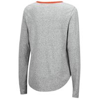 Women's Colosseum Heathered Gray Miami Hurricanes Sundial Tri-Blend Long Sleeve Lace-Up T-Shirt
