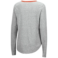 Women's Colosseum Heathered Gray Miami Hurricanes Sundial Tri-Blend Long Sleeve Lace-Up T-Shirt