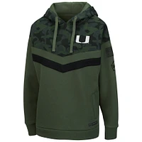 Women's Colosseum Olive/Camo Miami Hurricanes OHT Military Appreciation Extraction Chevron Pullover Hoodie