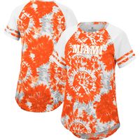 Women's Colosseum Orange/White Miami Hurricanes Annie Oversized Tie-Dye Raglan T-Shirt