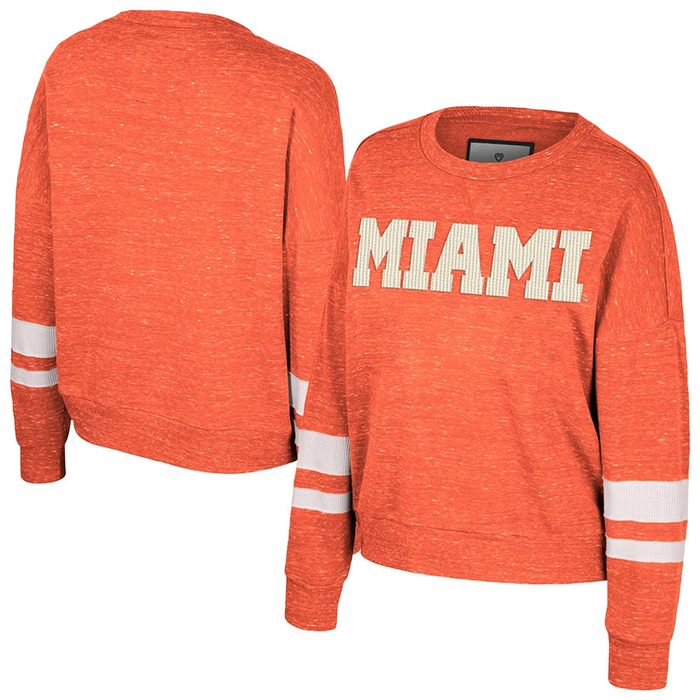 Women's Colosseum Orange Miami Hurricanes Lost City Speckle Pullover Sweatshirt