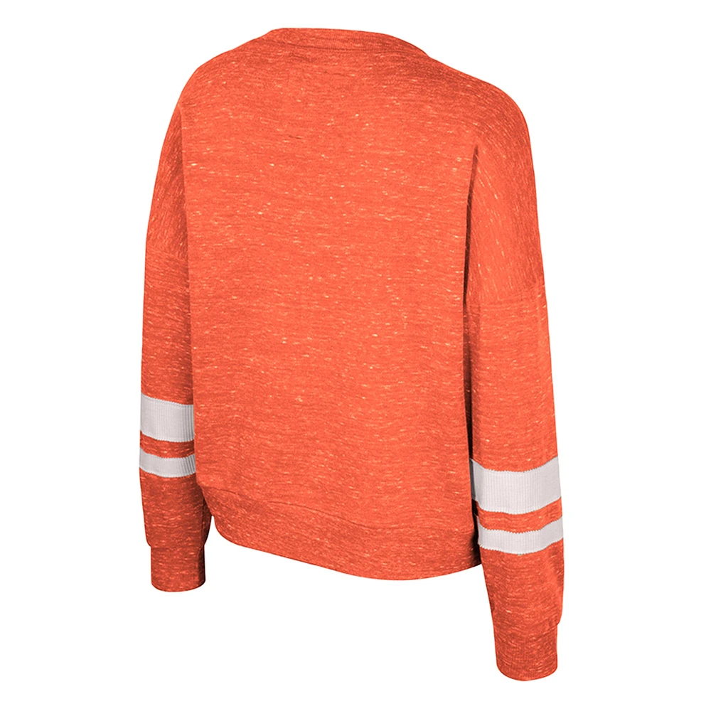 Women's Colosseum Orange Miami Hurricanes Lost City Speckle Pullover Sweatshirt