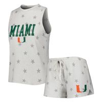 Women's Concepts Sport Cream Miami Hurricanes Agenda Stars Tank Top and Shorts Sleep Set