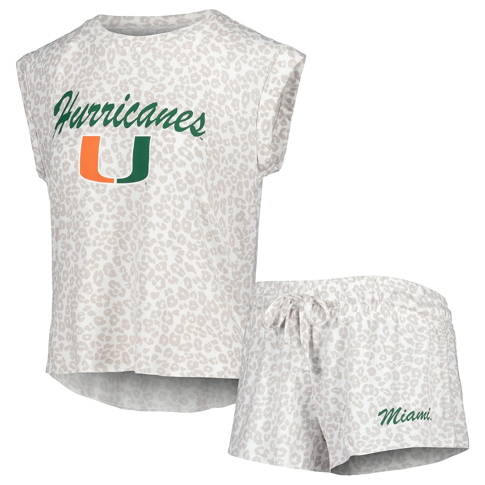 Concepts Sport Crème Miami Hurricanes Montana T-shirt et short pour femme