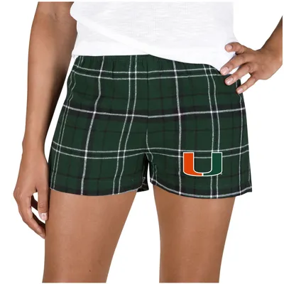 Miami Hurricanes Concepts Sport Women's Ultimate Flannel Sleep Shorts - Green/Black